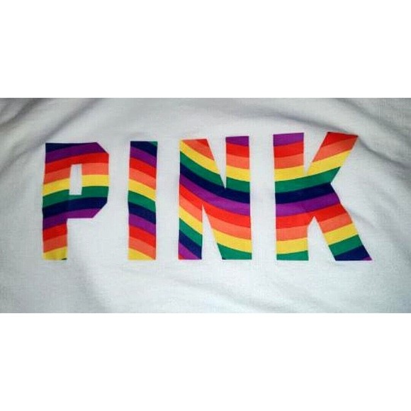 NWT Victoria’s Secret PINK Unisex Shirt, Campus Crew Tee Pride Rainbow Logo, Med - Picture 4 of 8